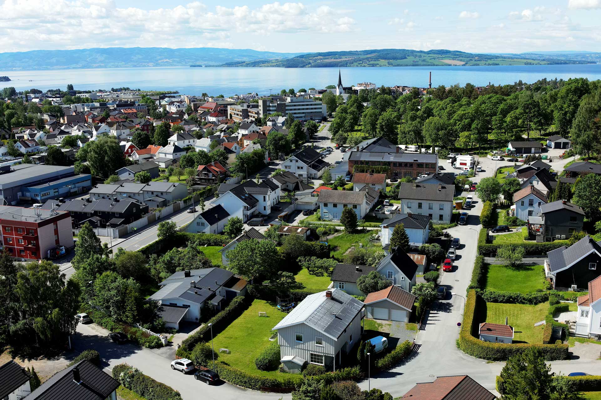 Oversiktsbilde av Ankerløkka Park. 2-, 3- og 4-roms leiligheter med gangavstand til Hamar sentrum.